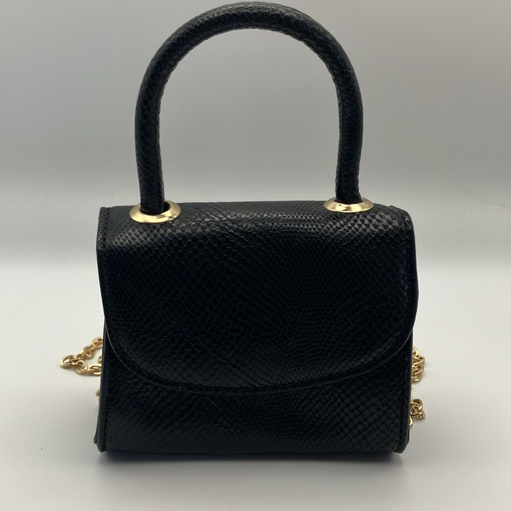 Moda Luxe Black Mini Bag with Gold Chain